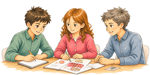 4 enfants qui revise